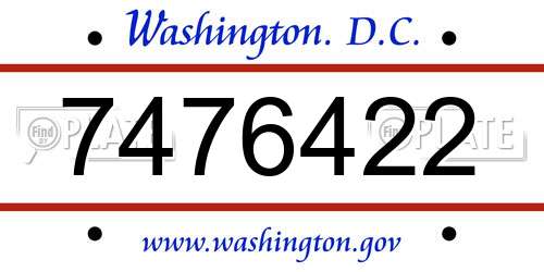 7476422 District Of Columbia License Plate