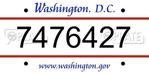 7476427 District Of Columbia License Plate