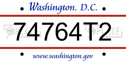 74764T2 District Of Columbia License Plate