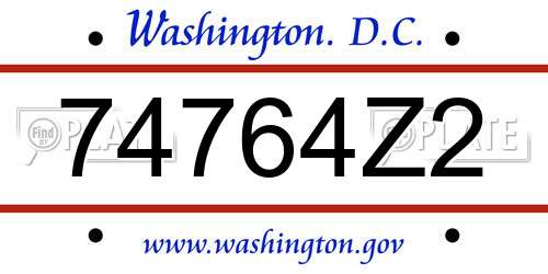 74764Z2 District Of Columbia License Plate