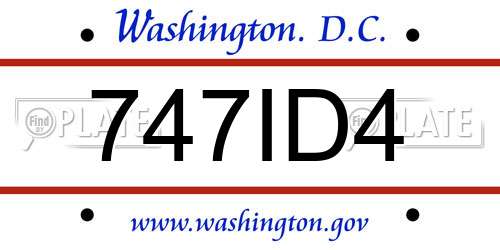 747ID4 District Of Columbia License Plate