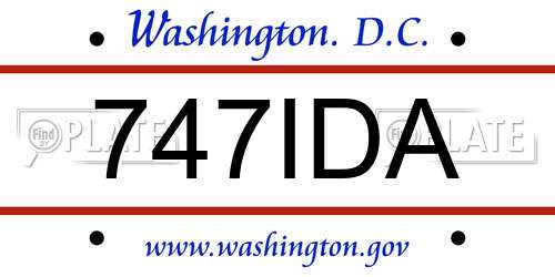 747IDA District Of Columbia License Plate