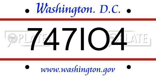 747IO4 District Of Columbia License Plate
