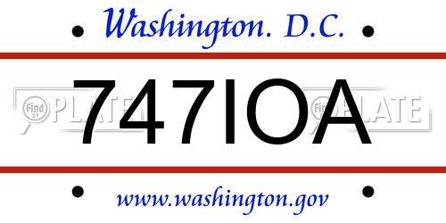 747IOA District Of Columbia License Plate