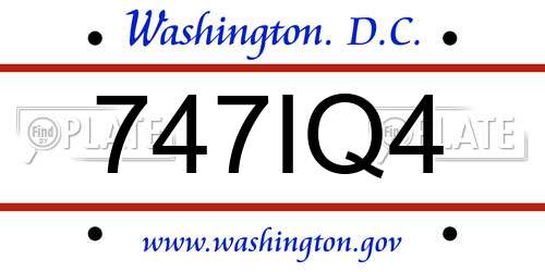 747IQ4 District Of Columbia License Plate