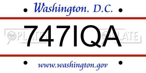 747IQA District Of Columbia License Plate
