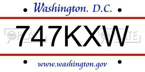 747KXW District Of Columbia License Plate