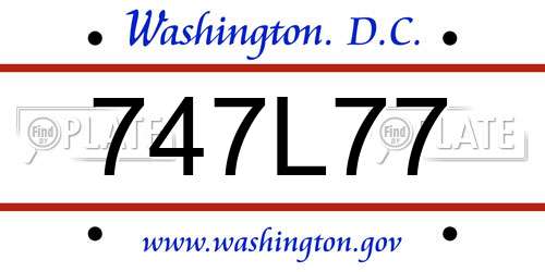 747L77 District Of Columbia License Plate