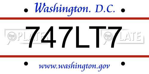 747LT7 District Of Columbia License Plate