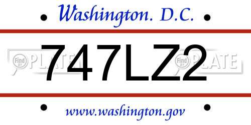 747LZ2 District Of Columbia License Plate