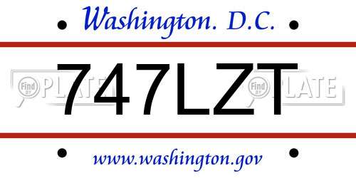 747LZT District Of Columbia License Plate