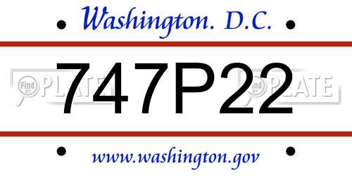 747P22 District Of Columbia License Plate
