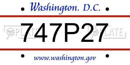 747P27 District Of Columbia License Plate