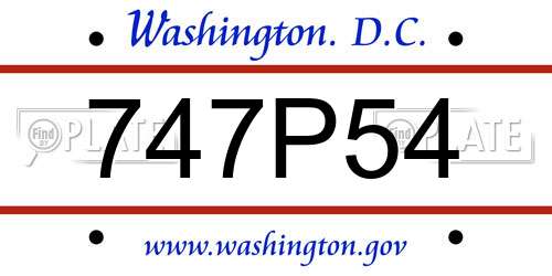 747P54 District Of Columbia License Plate