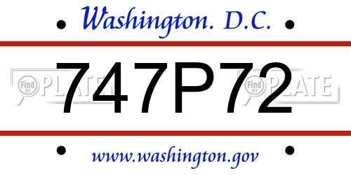 747P72 District Of Columbia License Plate
