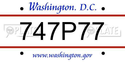 747P77 District Of Columbia License Plate
