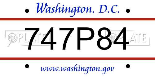 747P84 District Of Columbia License Plate