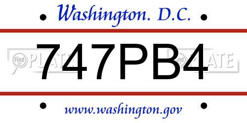 747PB4 District Of Columbia License Plate