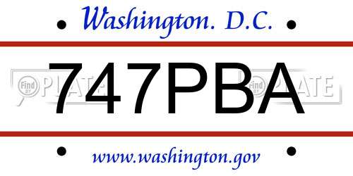 747PBA District Of Columbia License Plate