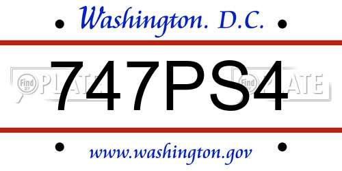 747PS4 District Of Columbia License Plate