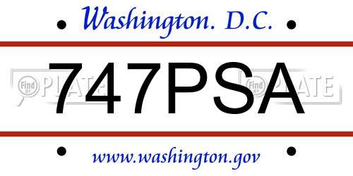 747PSA District Of Columbia License Plate