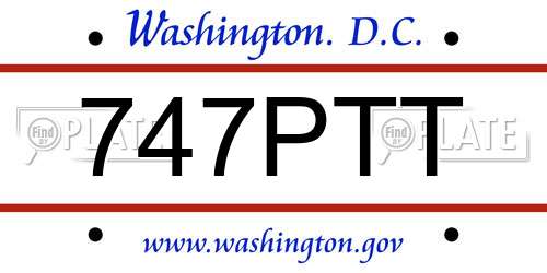 747PTT District Of Columbia License Plate