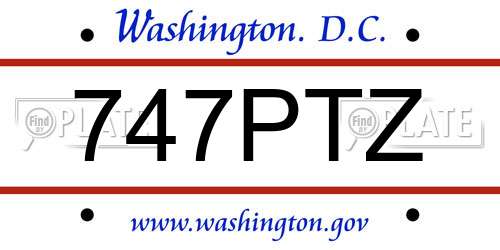 747PTZ District Of Columbia License Plate
