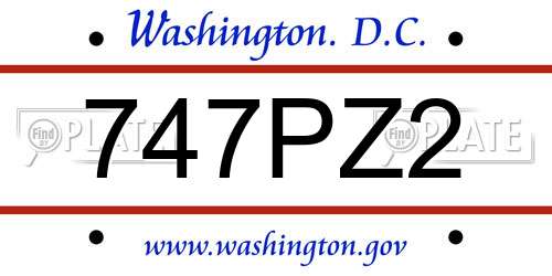 747PZ2 District Of Columbia License Plate