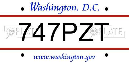 747PZT District Of Columbia License Plate