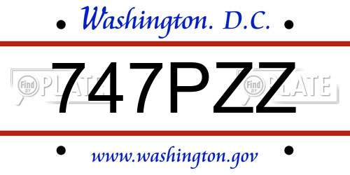 747PZZ District Of Columbia License Plate