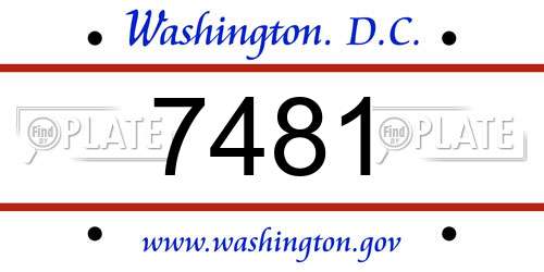 7481 District Of Columbia License Plate