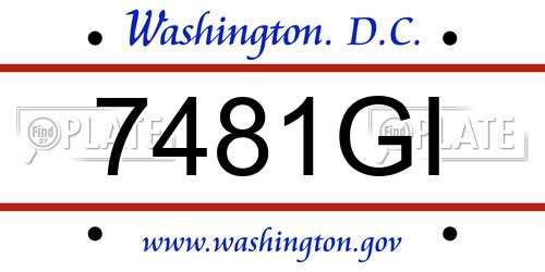 7481GI District Of Columbia License Plate