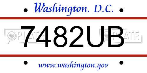 7482UB District Of Columbia License Plate