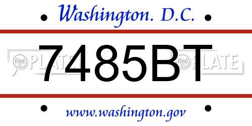 7485BT District Of Columbia License Plate