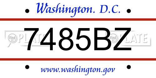 7485BZ District Of Columbia License Plate