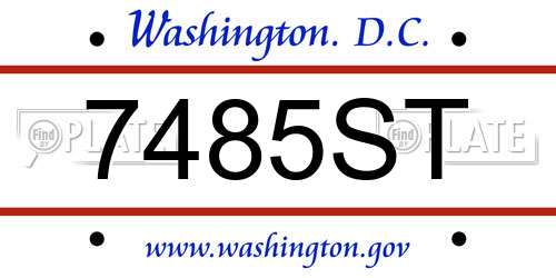 7485ST District Of Columbia License Plate