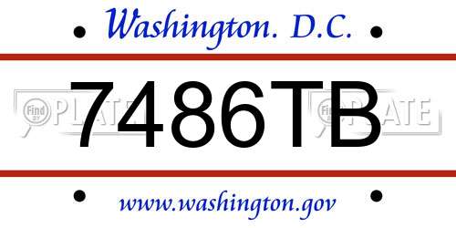 7486TB District Of Columbia License Plate