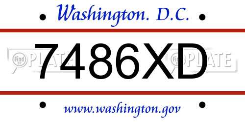 7486XD District Of Columbia License Plate