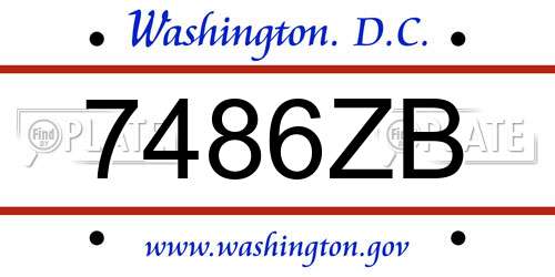 7486ZB District Of Columbia License Plate