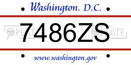 7486ZS District Of Columbia License Plate