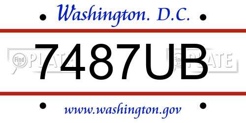 7487UB District Of Columbia License Plate