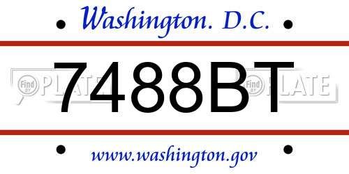 7488BT District Of Columbia License Plate