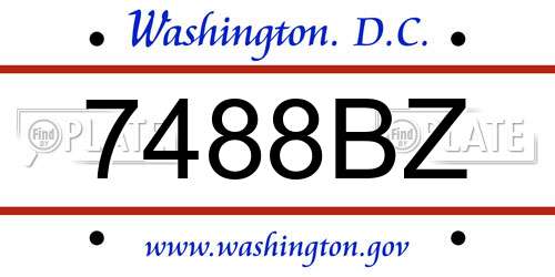 7488BZ District Of Columbia License Plate