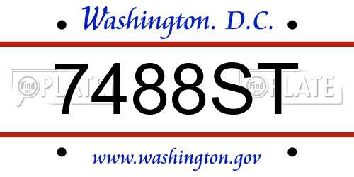 7488ST District Of Columbia License Plate