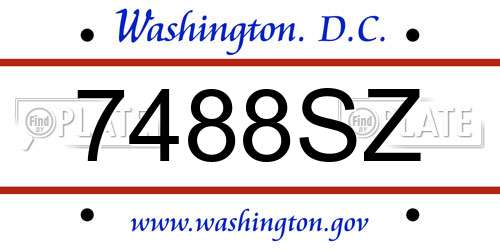 7488SZ District Of Columbia License Plate