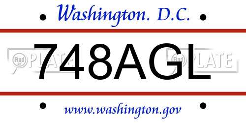 748AGL District Of Columbia License Plate