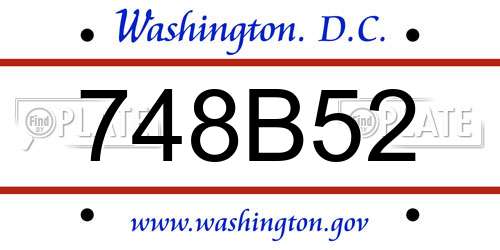 748B52 District Of Columbia License Plate