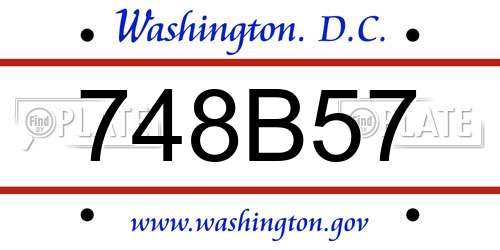 748B57 District Of Columbia License Plate