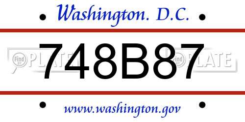 748B87 District Of Columbia License Plate