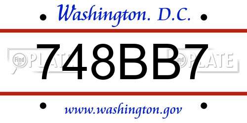 748BB7 District Of Columbia License Plate